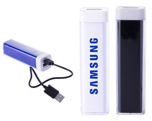 ✅Batería portátil recargable, en plástico ABS con dos entradas laterales para USB - Lucky Alien Promotional