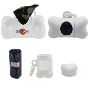 Dispensador de bolsas de plástico con gancho. Incluye 20 bolsas.